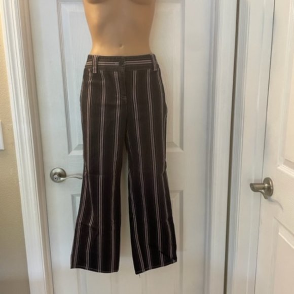 Pantalon Capri Worthington Taille 4 - Rayé Marron Et Blanc - Stretch - Occasion Très Bon état